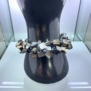 Natural Shell Beaded Bracelet Boho Coastal Iridescent Mother Of Pearl Jewelry